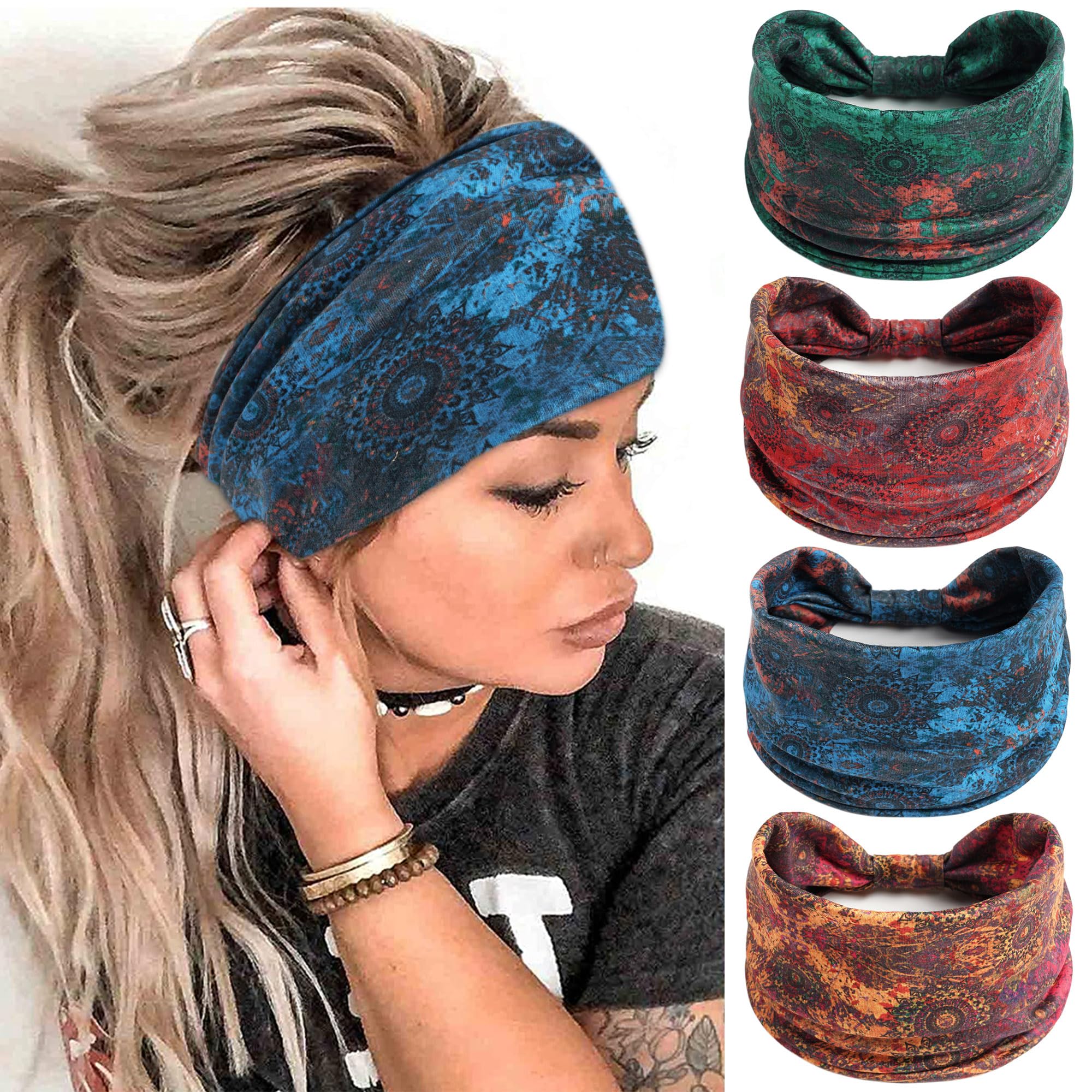 Head Wrap Turban - Boho Headbands for Women Knotted Wide