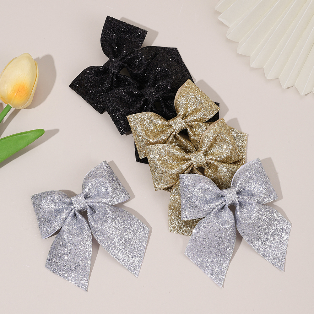 Tie Clip Silver - 6Pcs Sparkling Bow Hair Clips For