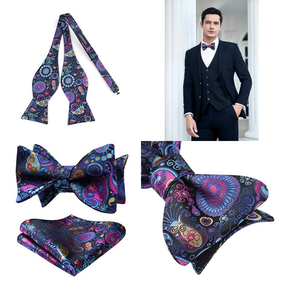 Pocket Square Set - Bow Ties for Men Floral Bowties