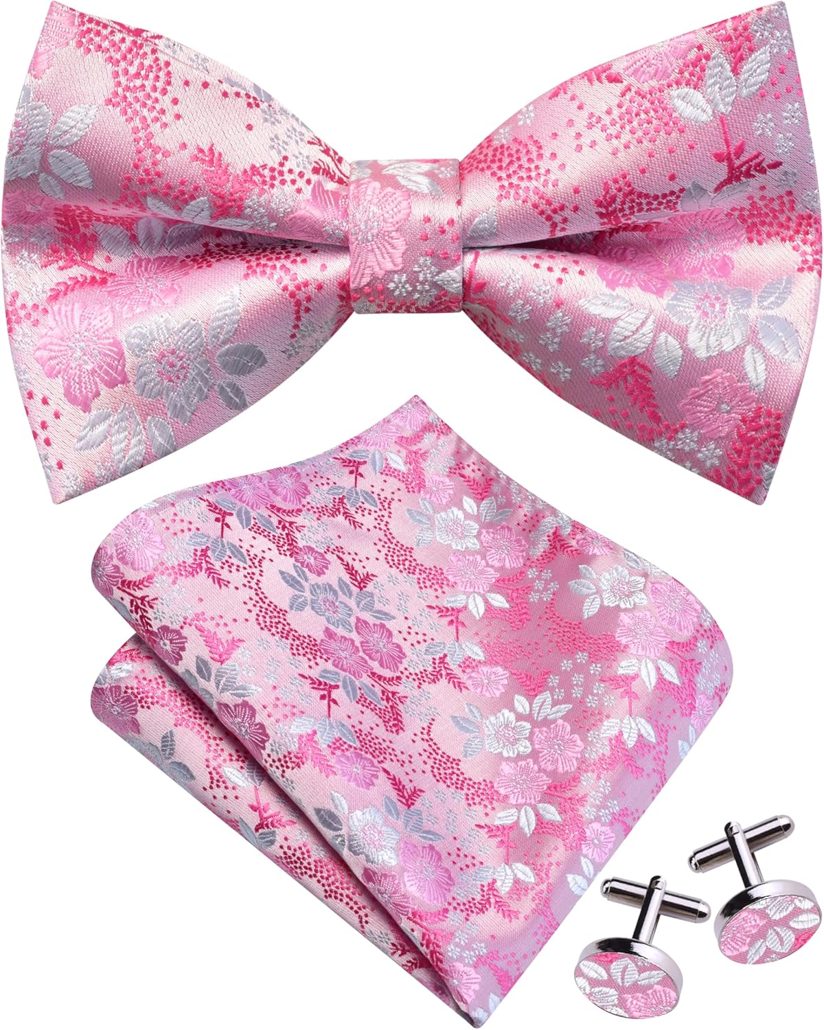 Bow Tie Pre Tied - Floral Bow Tie & Handkerchief Set