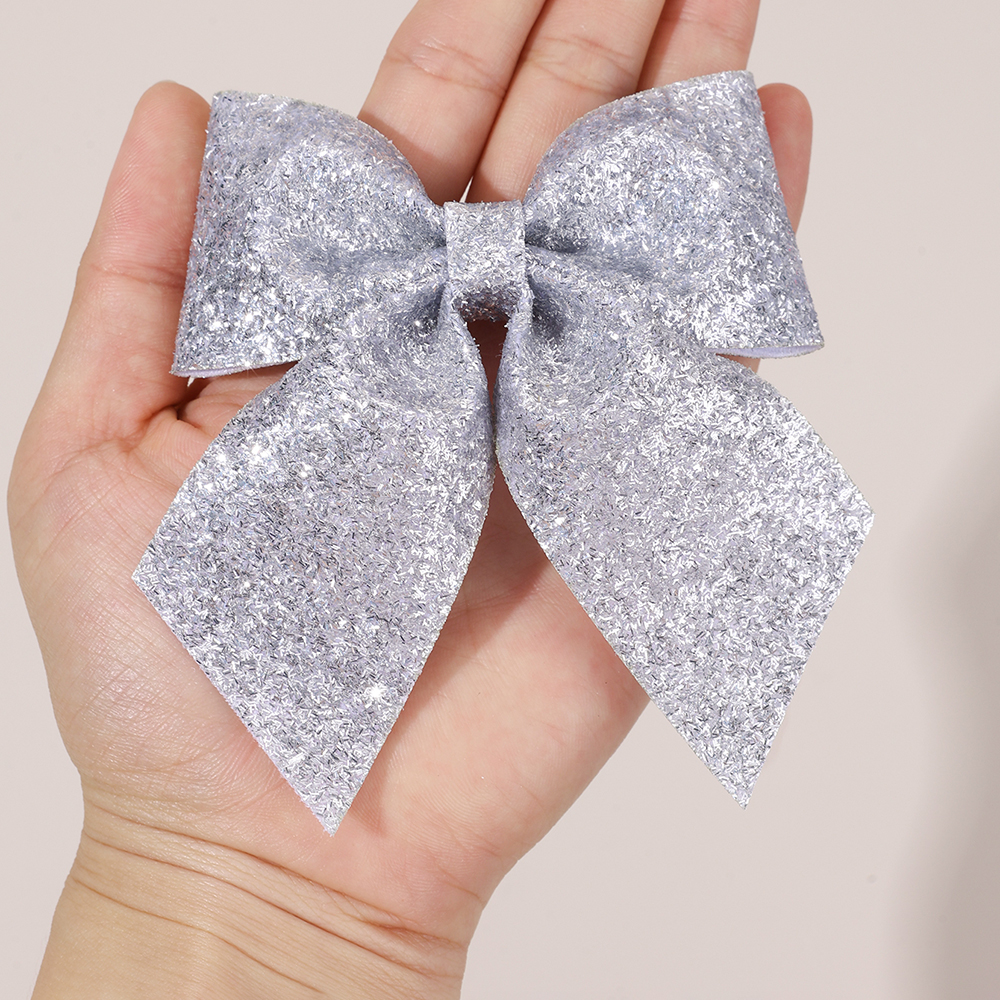 6Pcs Sparkling Bow Hair Clips  - Tie Clip Silver avis et prix