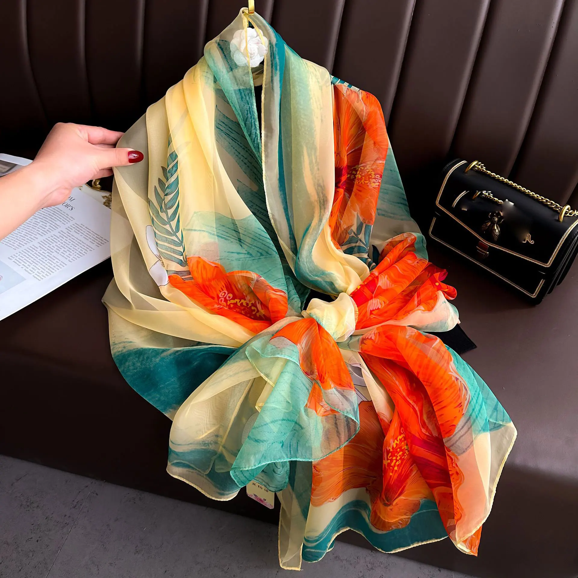 Silk Scarf Fashion Design Neck - Pashmina Wrap Large avis et prix
