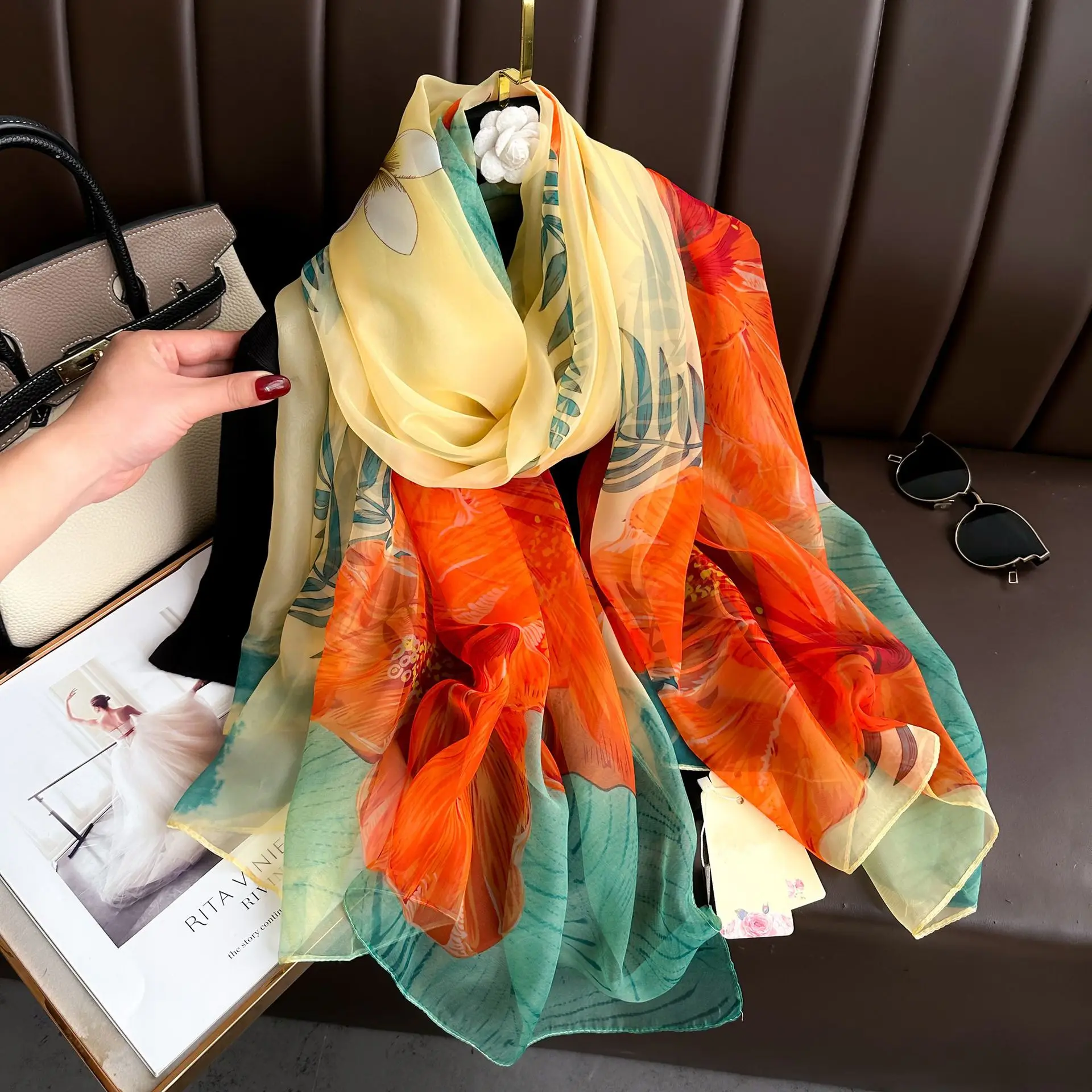Silk Scarf Fashion Design Neck - Pashmina Wrap Large avis et prix