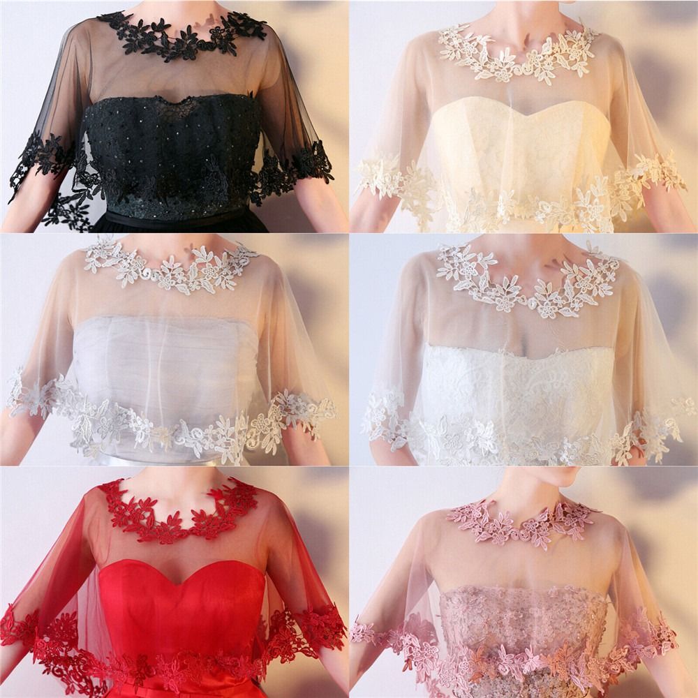 Fashion Lace Short Sleeve Shru - Stole Wedding Shawl avis et prix