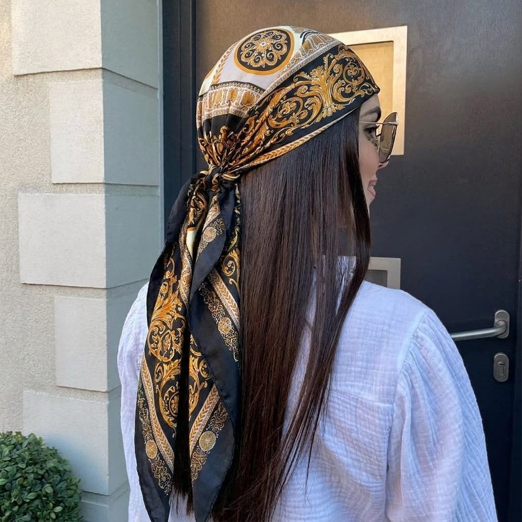 Silk Shawl Satin Square Scarf  - Face Scarf Mask avis et prix