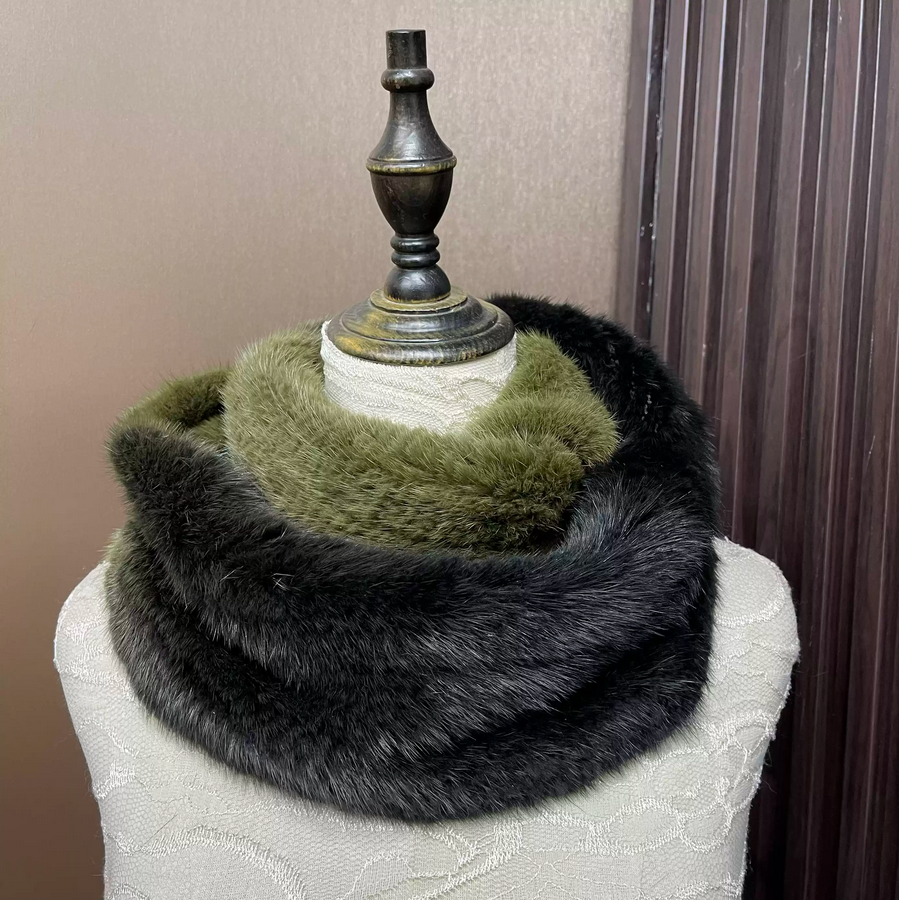 Ombre Color Genuine Mink Fur S - Infinity Scarf Knit avis et prix