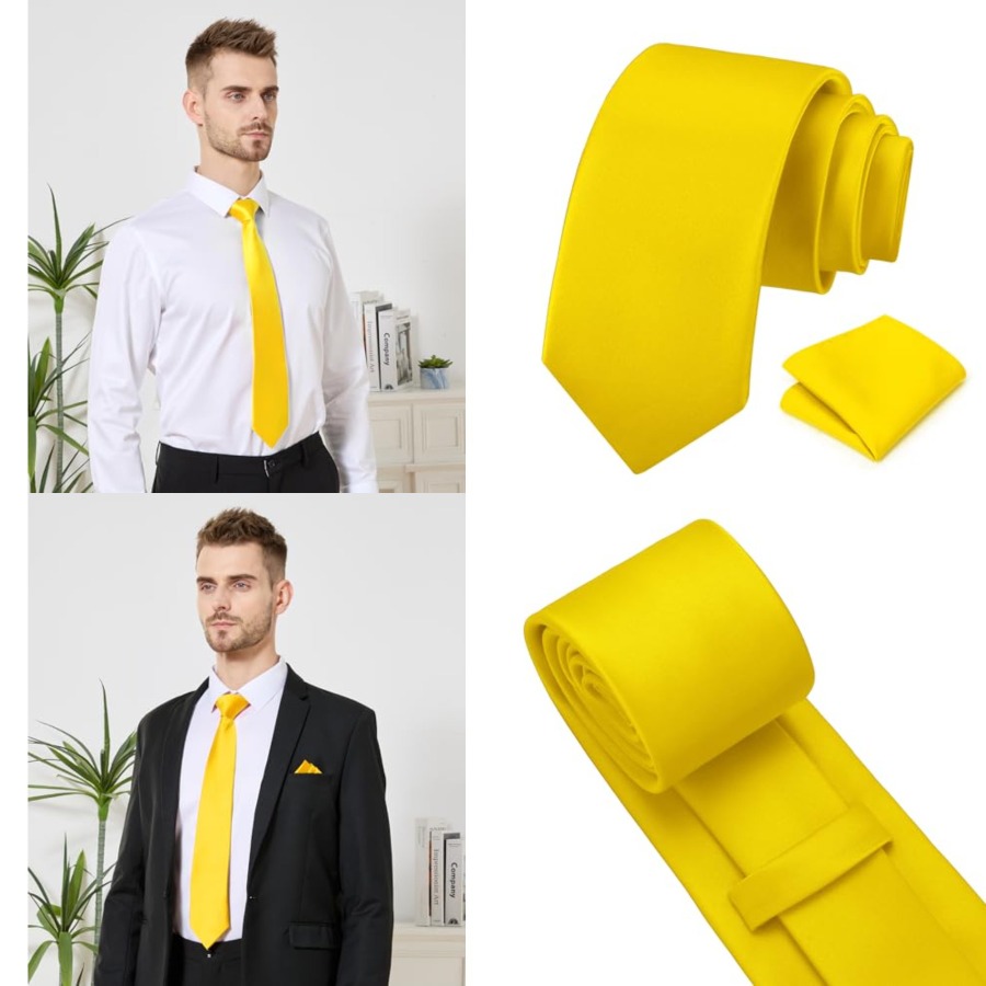 Men's Tie Set Solid Pure Color - Pocket Square Set avis et prix