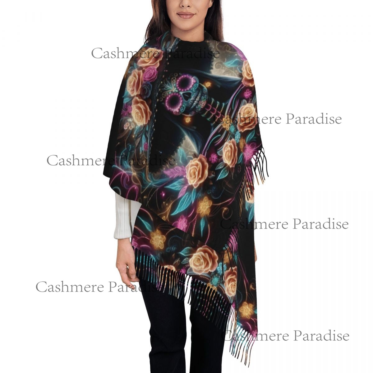 Mexico Skull Woman Vintage Sty - Pashmina Wrap Large avis et prix