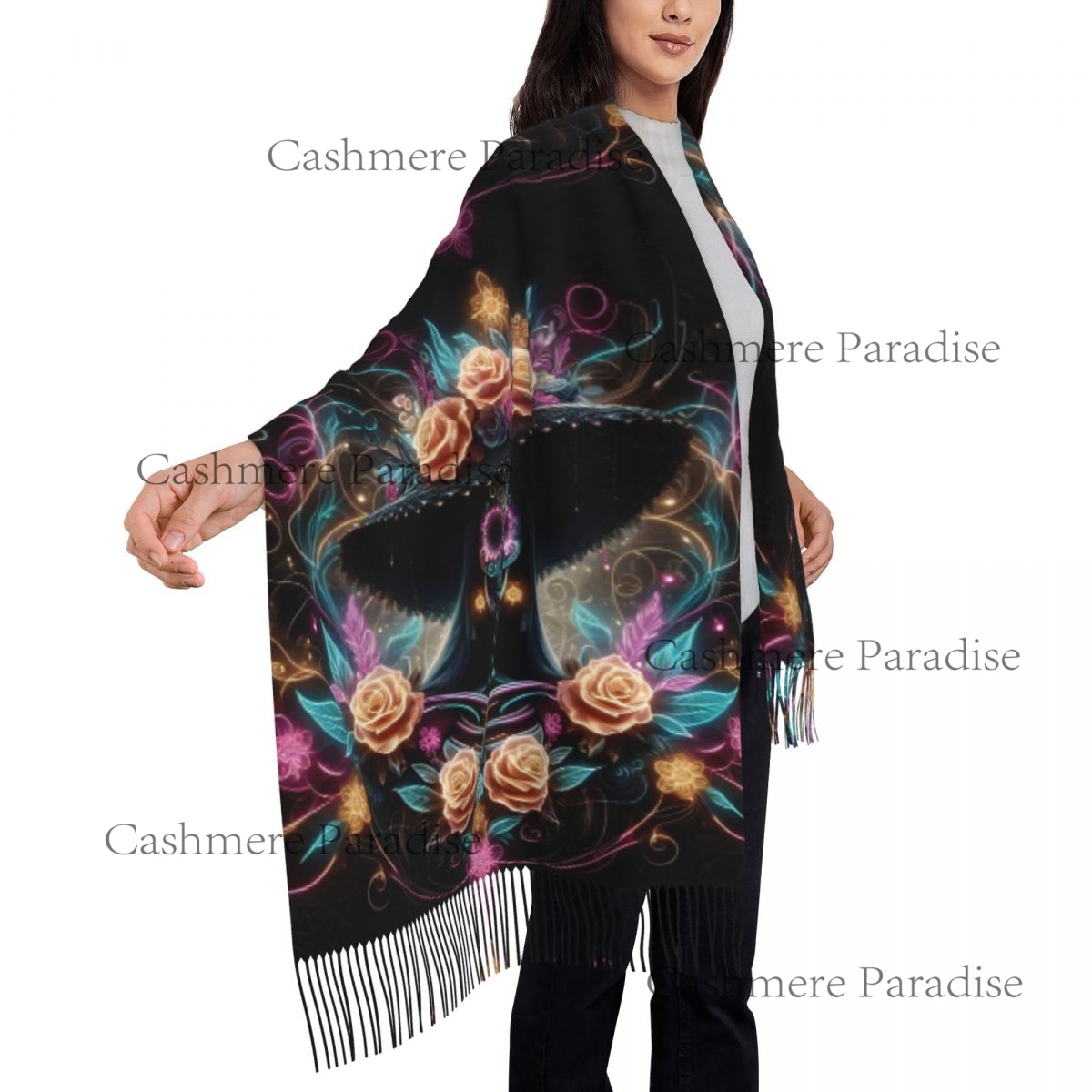 Mexico Skull Woman Vintage Sty - Pashmina Wrap Large avis et prix