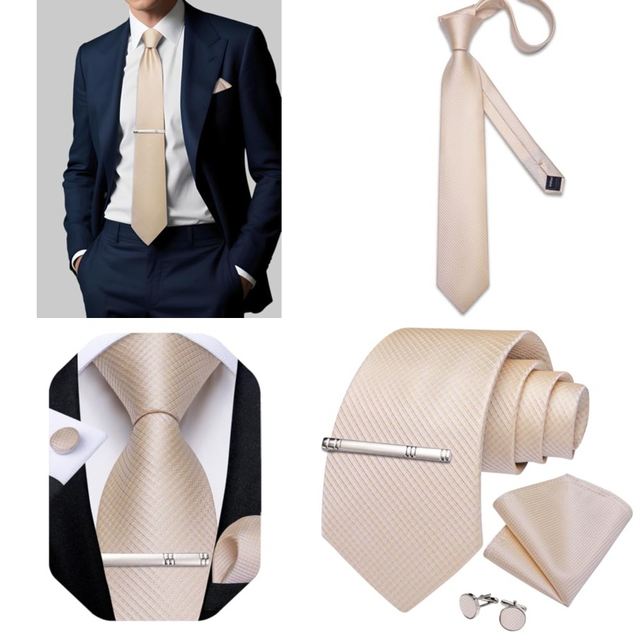 Plaid Ties for Men Silk Checke - Pocket Square Set avis et prix
