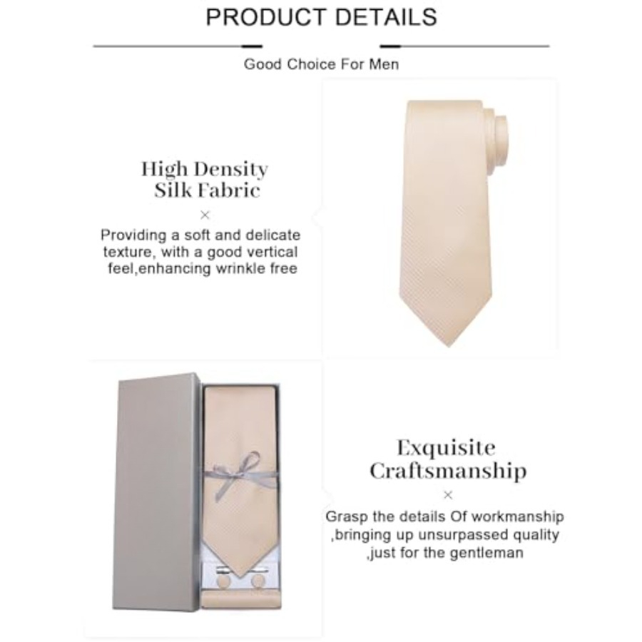 Plaid Ties for Men Silk Checke - Pocket Square Set avis et prix