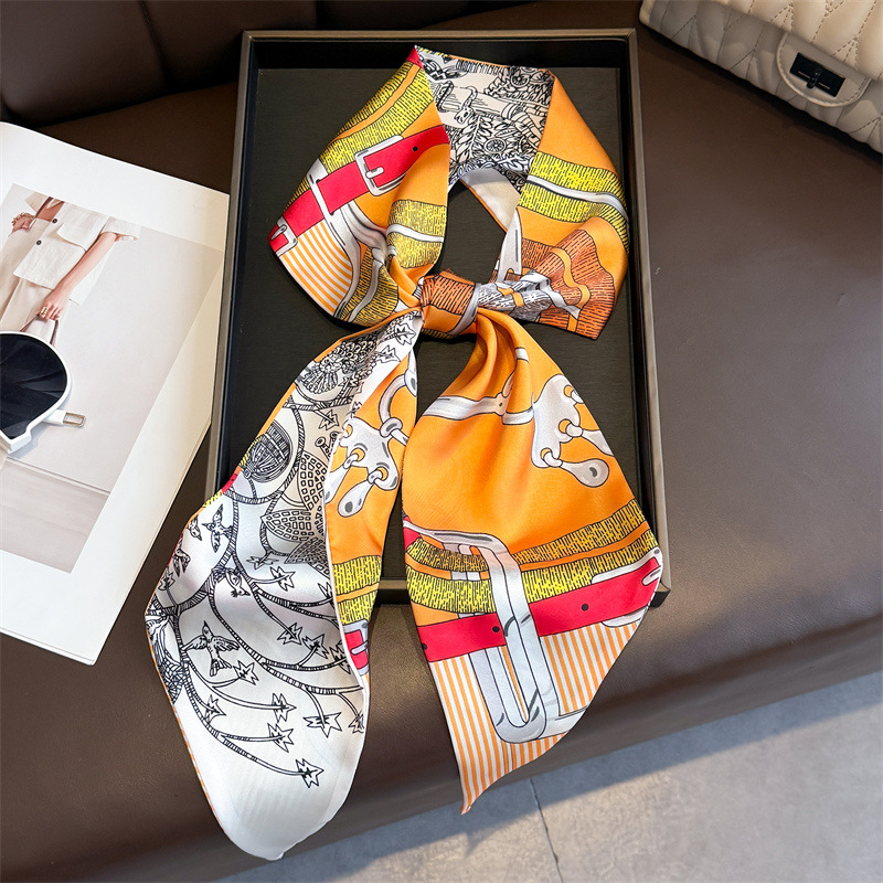 Women's Double-sided Print Sil - Ascot Neck Scarf avis et prix