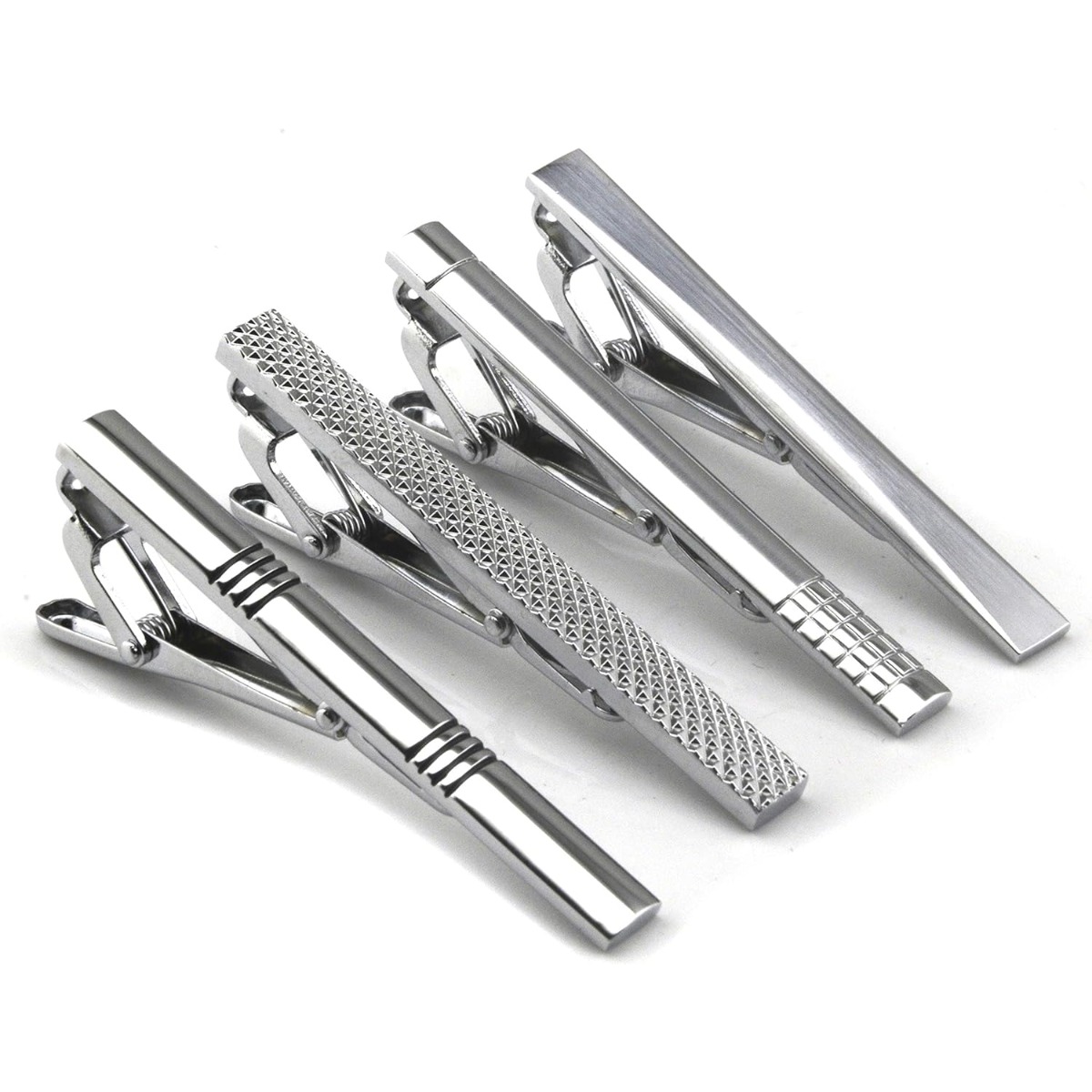 Set of 4 Silver Metal Necktie  - Tie Clip Silver avis et prix