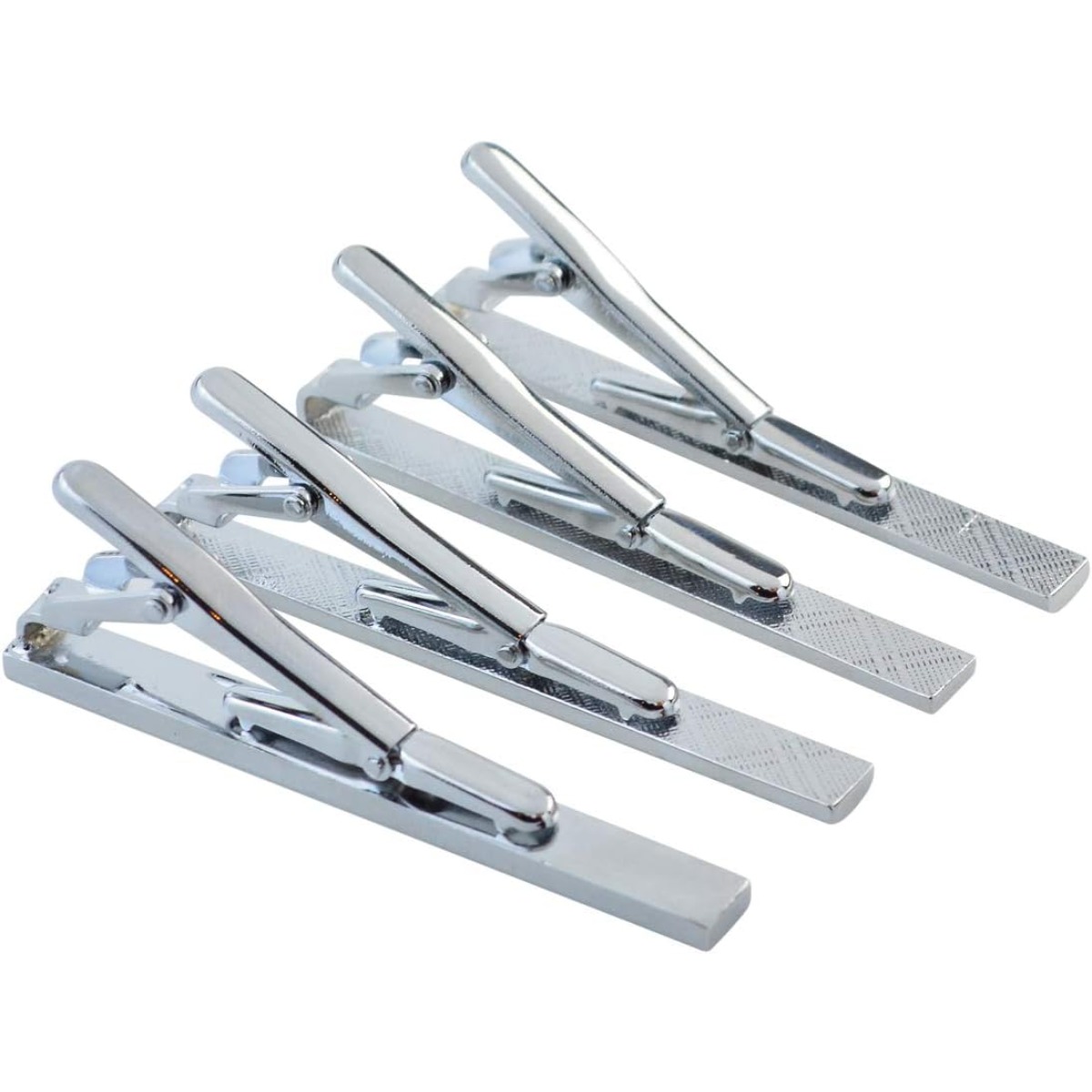 Set of 4 Silver Metal Necktie  - Tie Clip Silver avis et prix