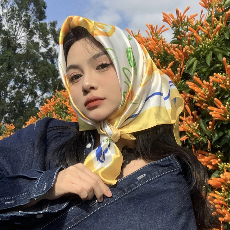 70cm Square Lemon Print Yellow - Face Scarf Mask avis et prix