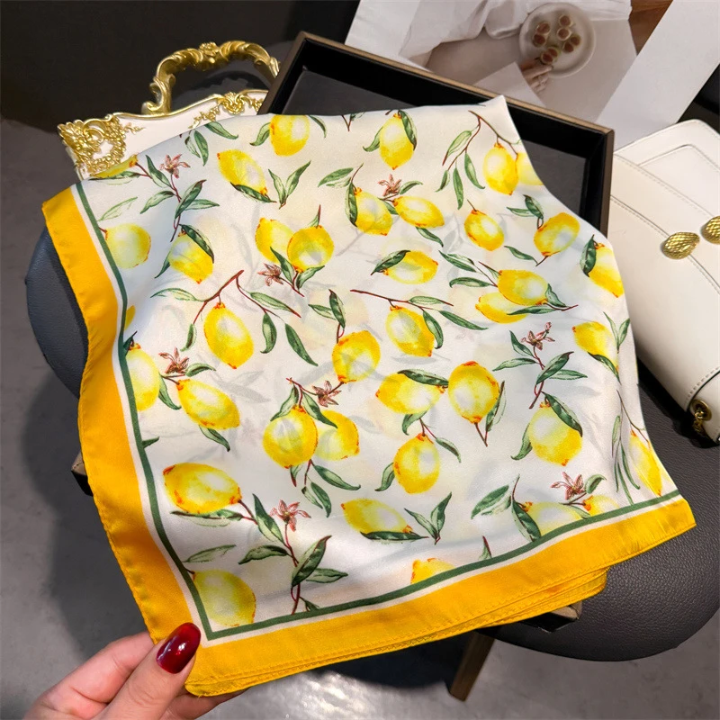 70cm Square Lemon Print Yellow - Face Scarf Mask avis et prix