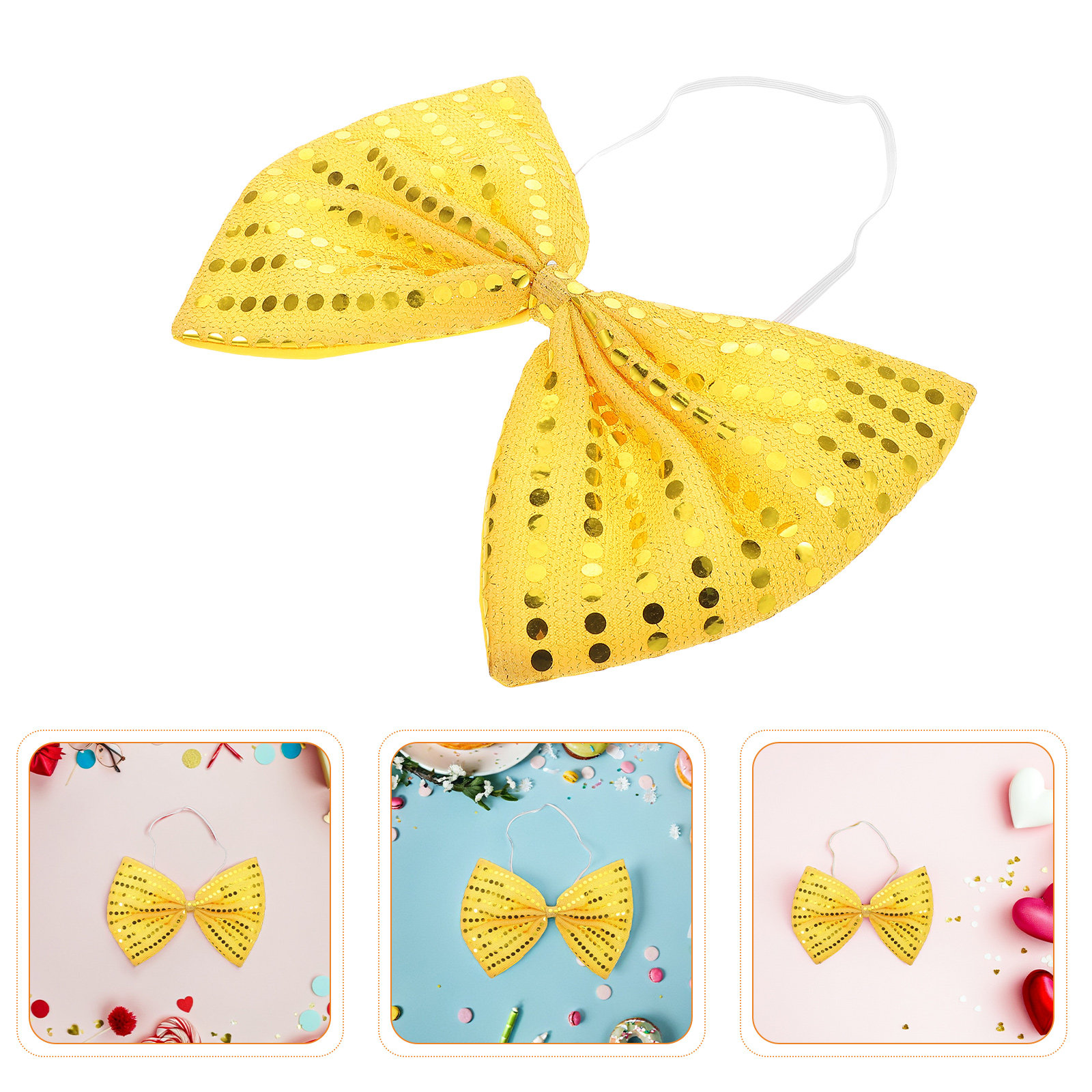 2Pcs Gold Sequin Bow Tie Overs - Bow Tie Pre Tied avis et prix