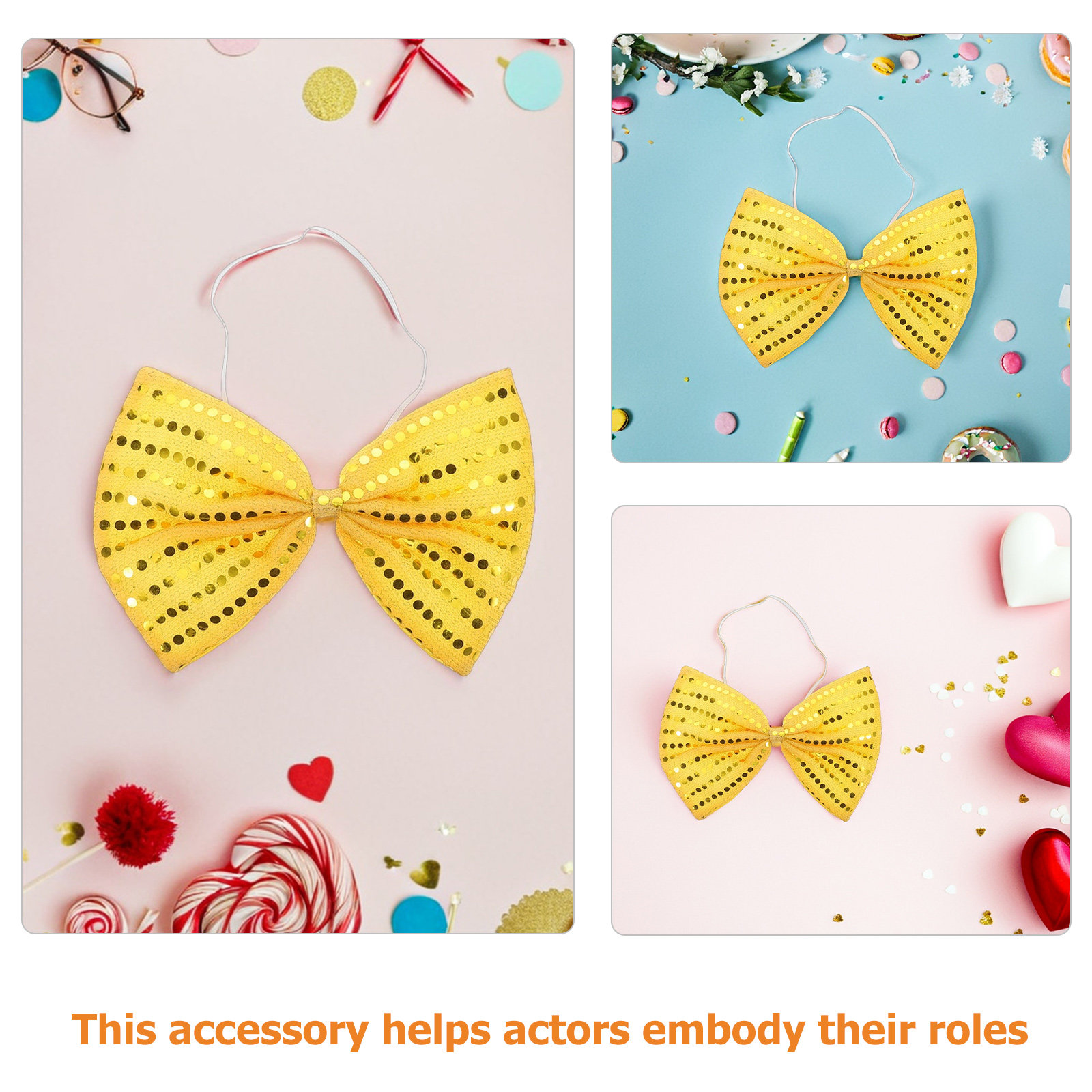 2Pcs Gold Sequin Bow Tie Overs - Bow Tie Pre Tied avis et prix
