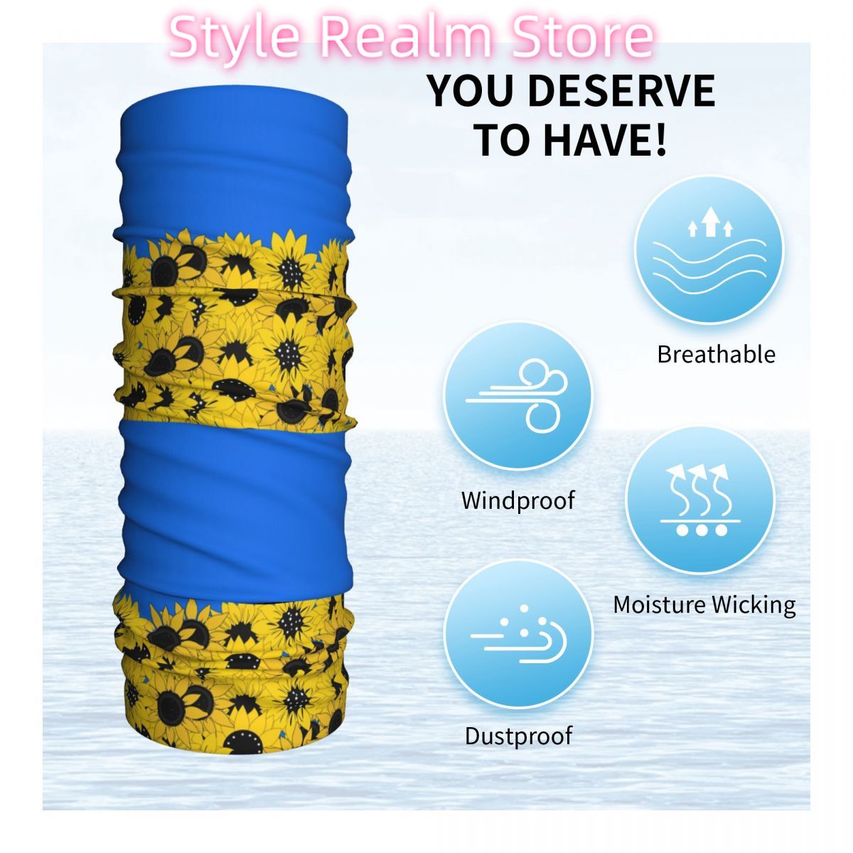 Blue Sunflower Printed Winter  - Neck Warmer Tube avis et prix