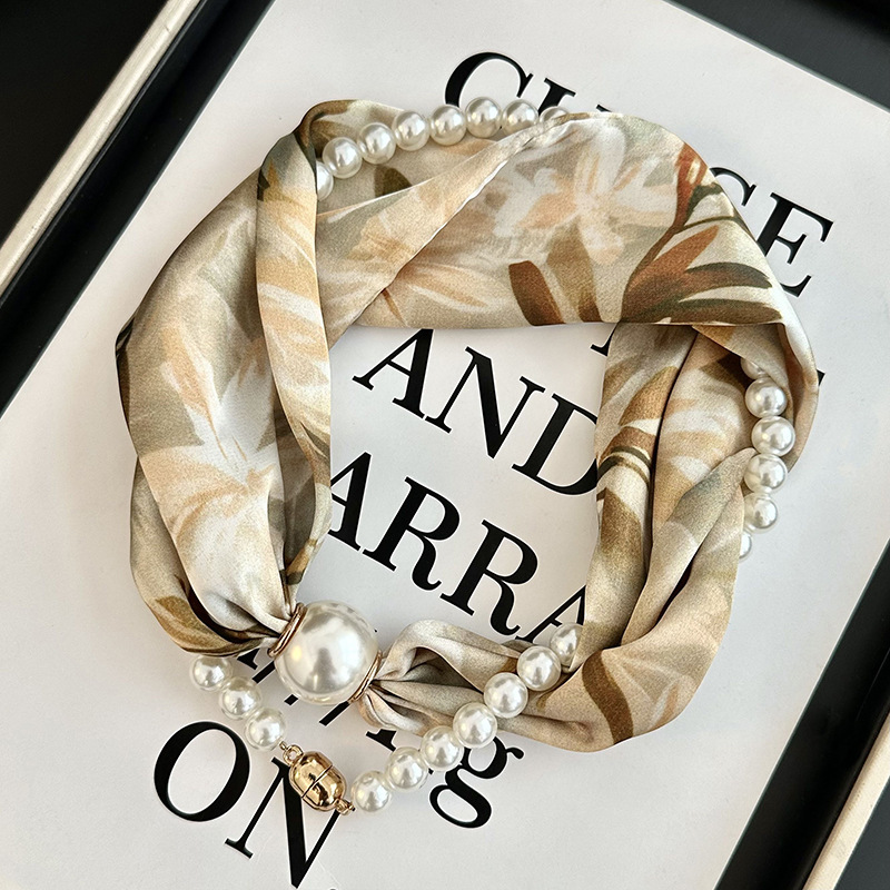 Printed Silk Scarf with Magnet - Silk Neck Scarf avis et prix