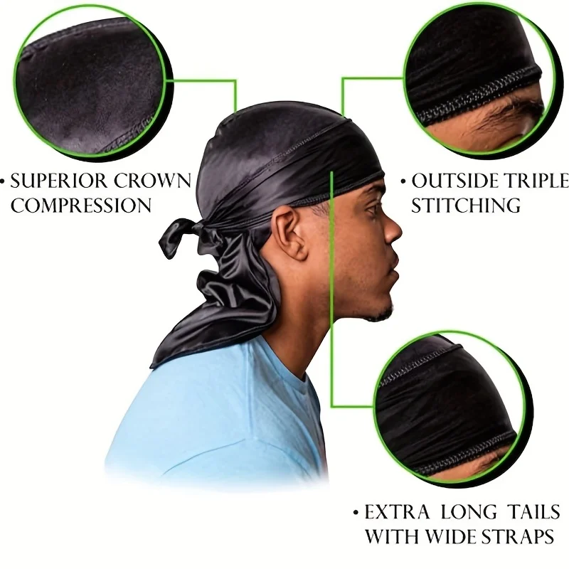 Men's Silk Durag Bonnet Bandan - Bandana Doo Rag avis et prix