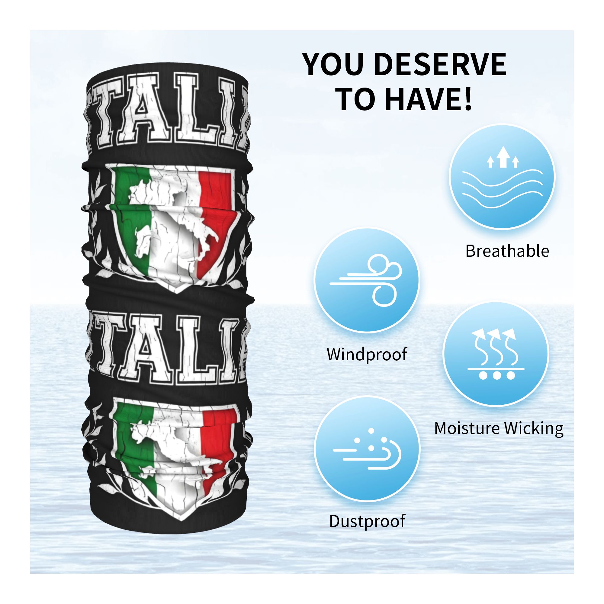 Custom Italy Flag Bandana Neck - Neck Warmer Tube avis et prix