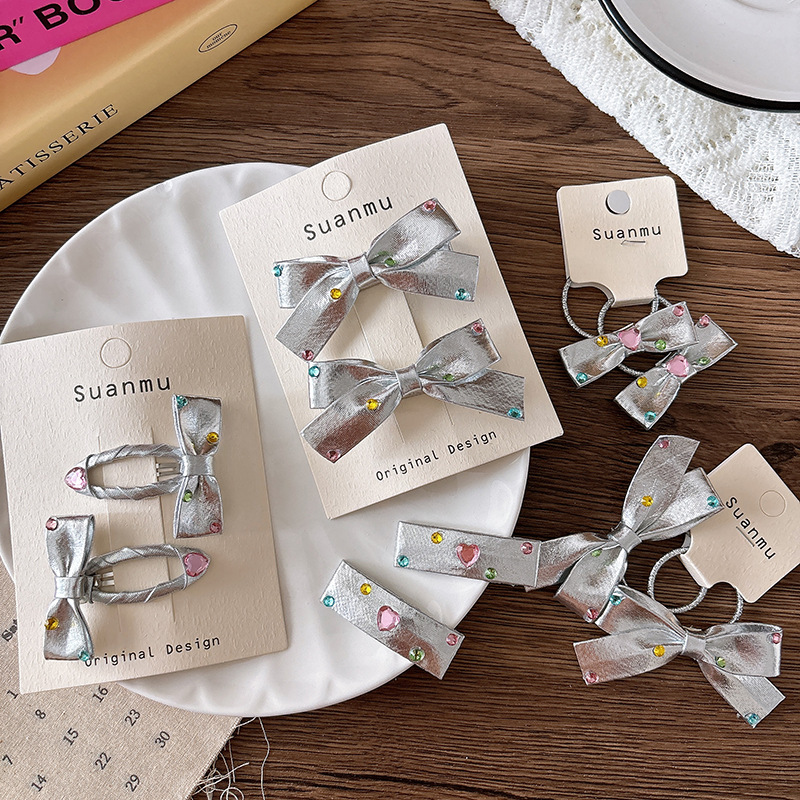 2pcs Diamond Bow Children's Ha - Tie Clip Silver avis et prix