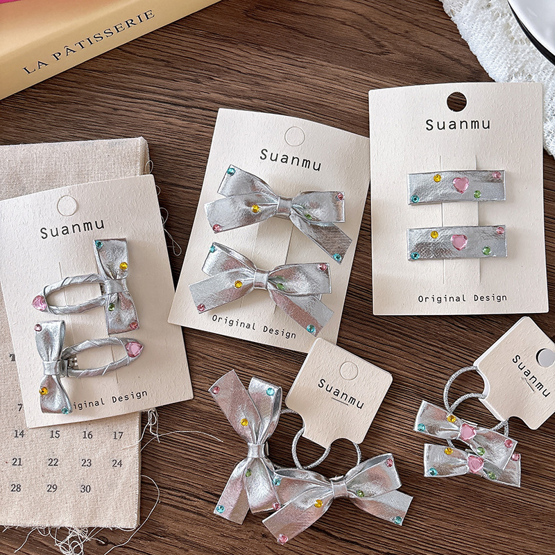 2pcs Diamond Bow Children's Ha - Tie Clip Silver avis et prix