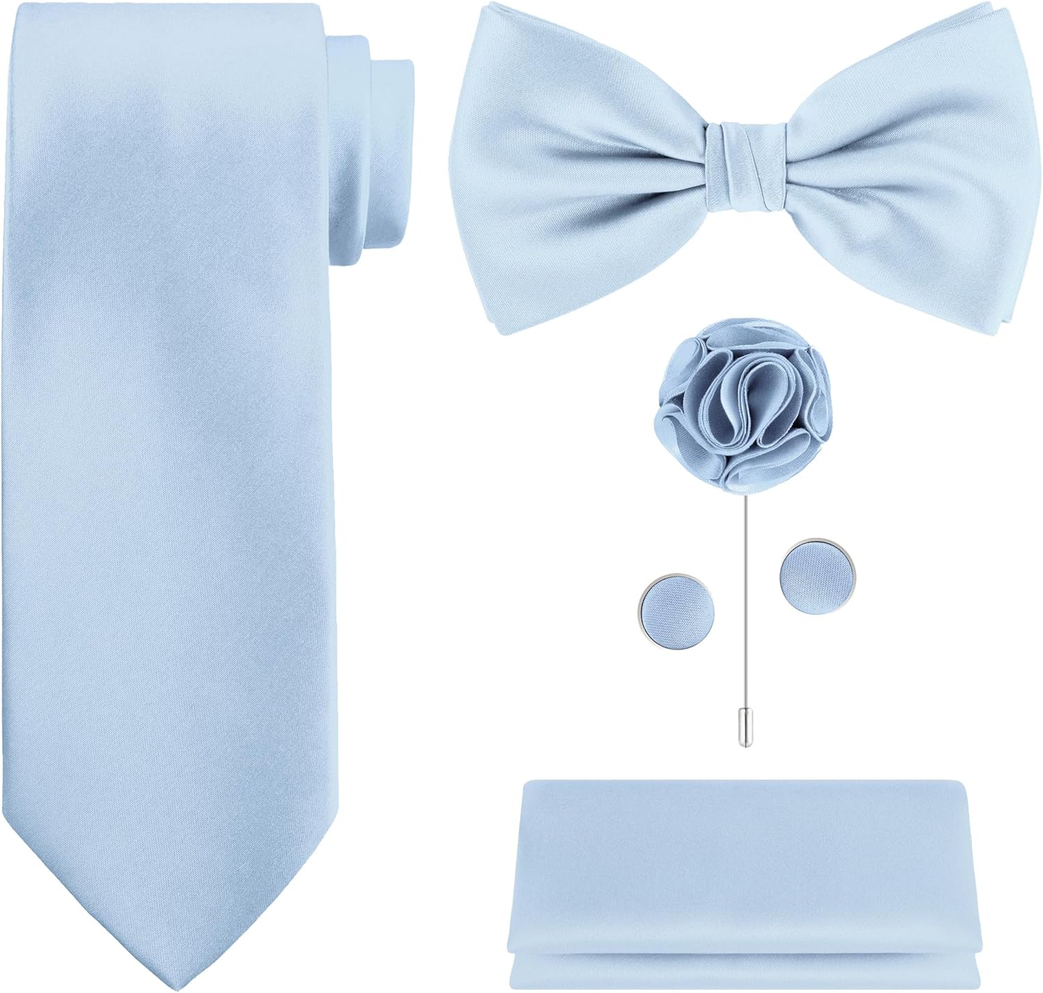 5-Piece Tie Set in White or Bl - Pocket Square Set avis et prix