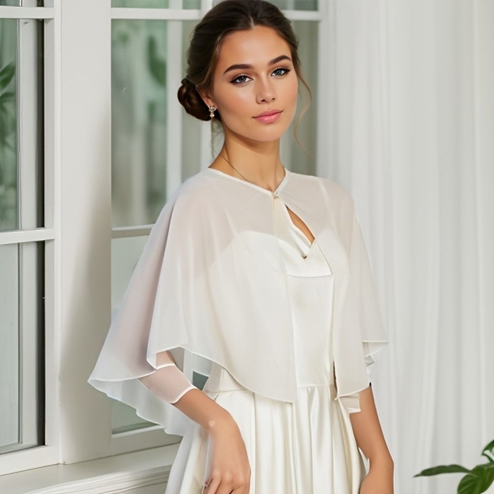 Vintage Sheer Chiffon Capelet  - Stole Wedding Shawl avis et prix