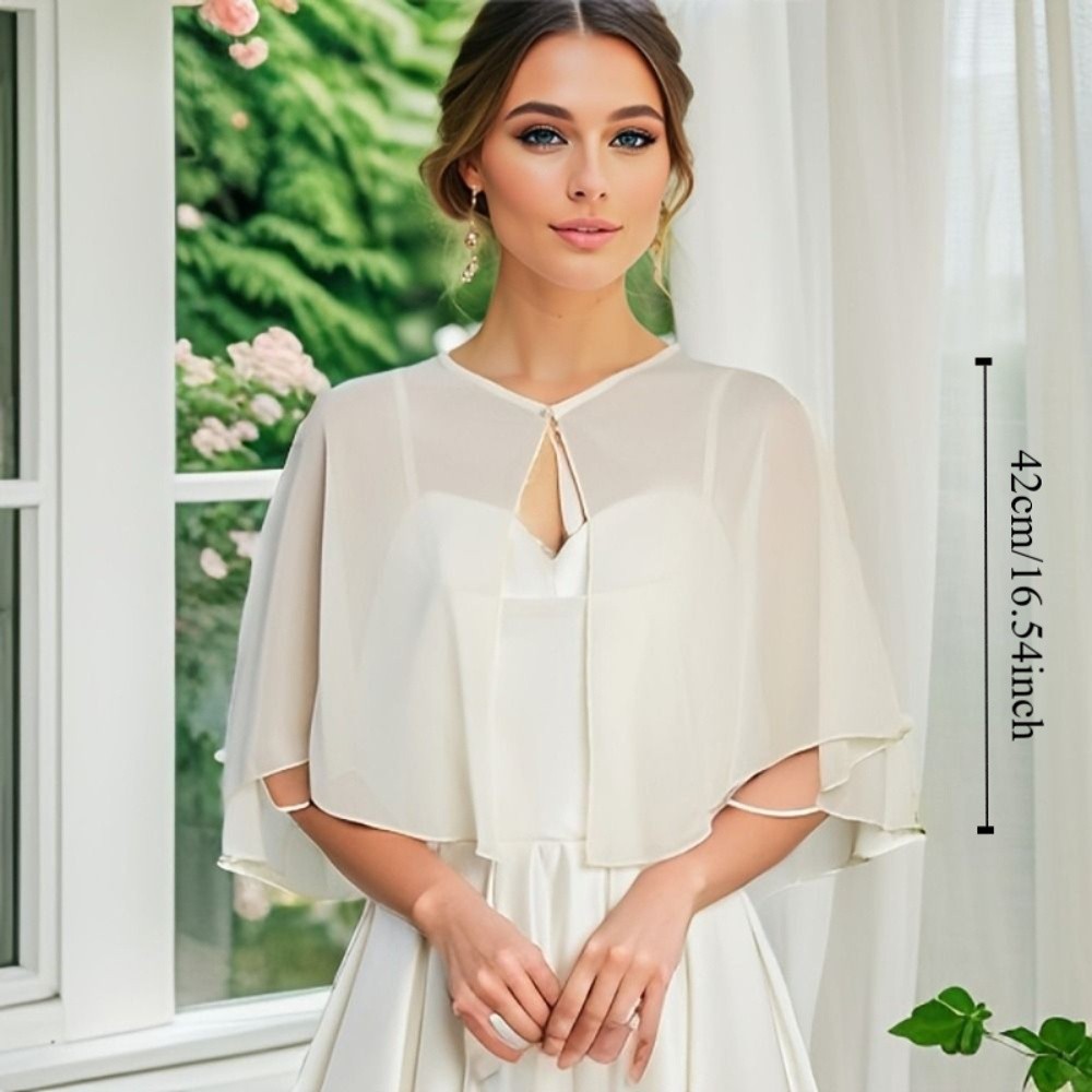 Vintage Sheer Chiffon Capelet  - Stole Wedding Shawl avis et prix
