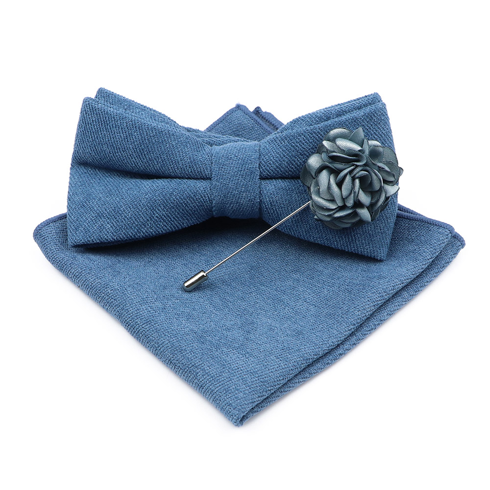 Mens Solid Color Cotton Bowtie - Handkerchief Cotton Men avis et prix