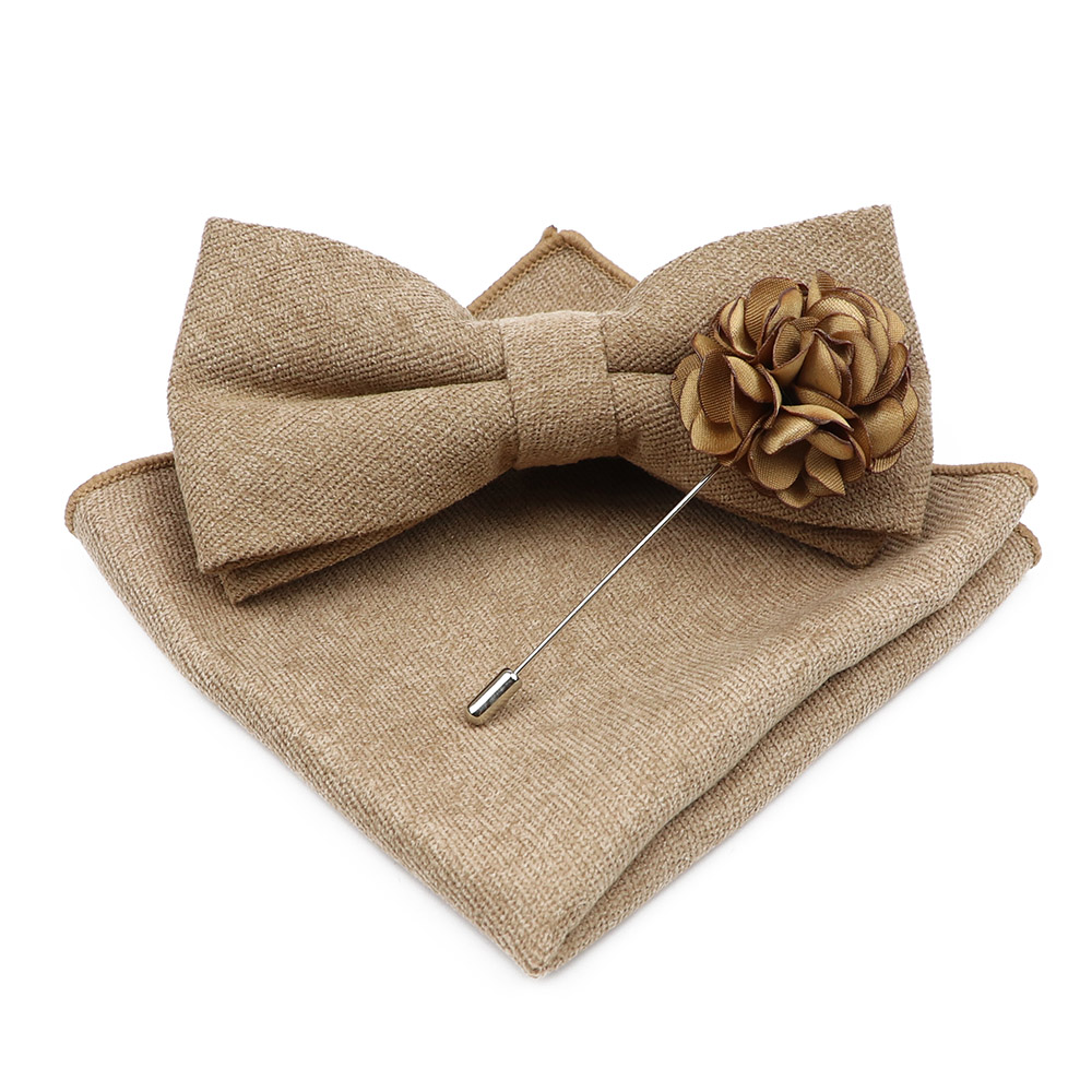 Mens Solid Color Cotton Bowtie - Handkerchief Cotton Men avis et prix