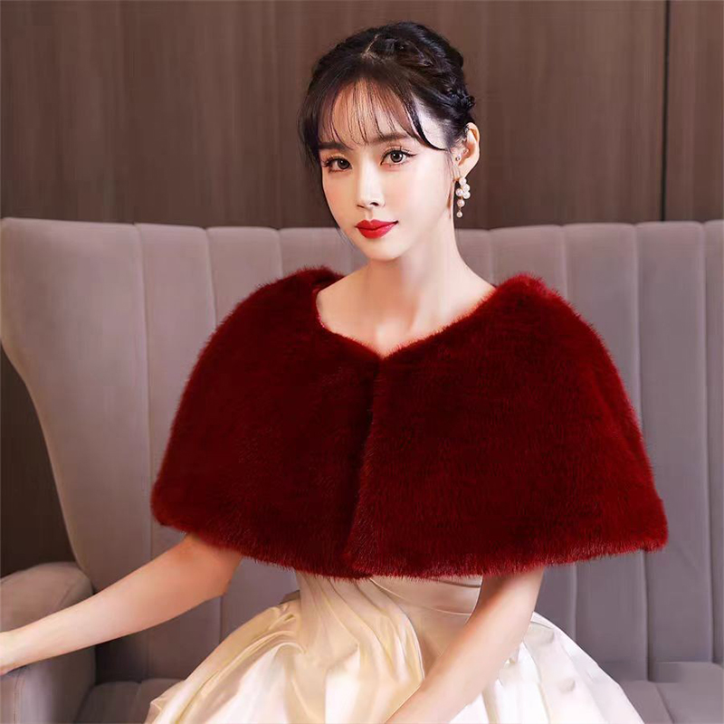 Women Winter Faux Fur Shawl El - Stole Wedding Shawl avis et prix