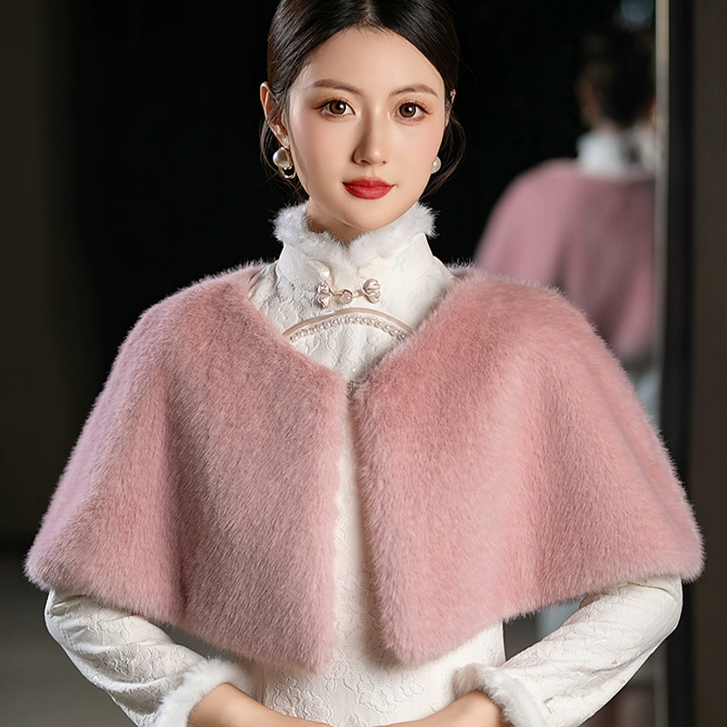 Women Winter Faux Fur Shawl El - Stole Wedding Shawl avis et prix