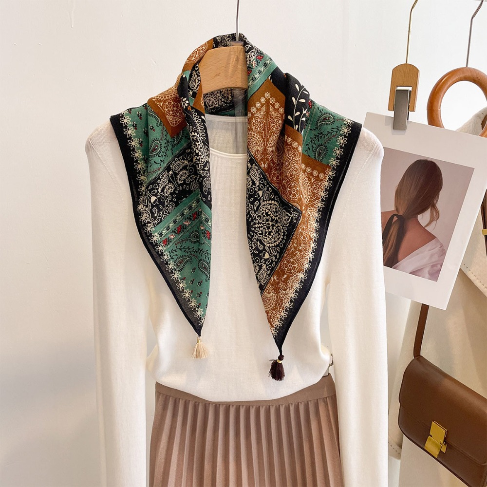 Tassel Scarf Women Square Cott - Bandana Cotton avis et prix