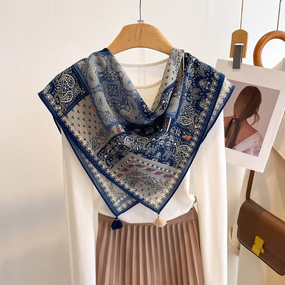 Tassel Scarf Women Square Cott - Bandana Cotton avis et prix