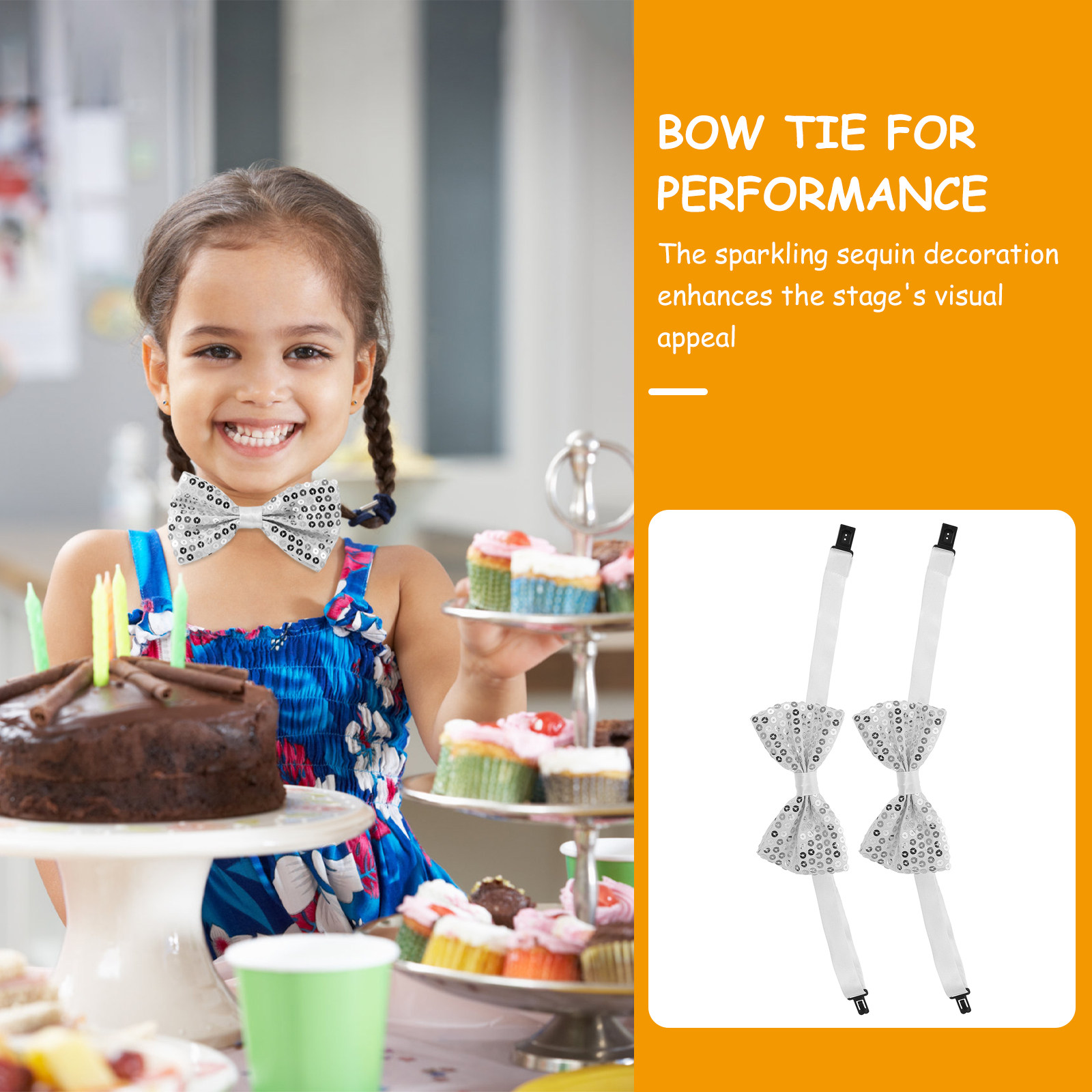 5Pcs Sequin Bow Ties for Kids  - Bow Tie Pre Tied avis et prix