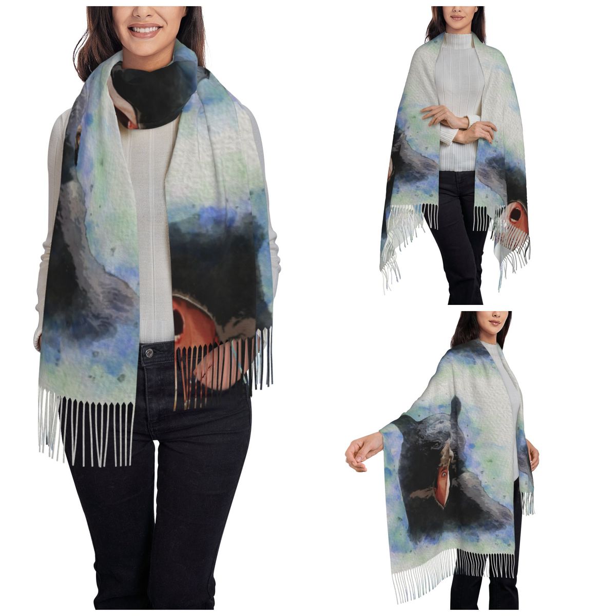 Cage Bear Watercolor Scarf for - Pashmina Wrap Large avis et prix