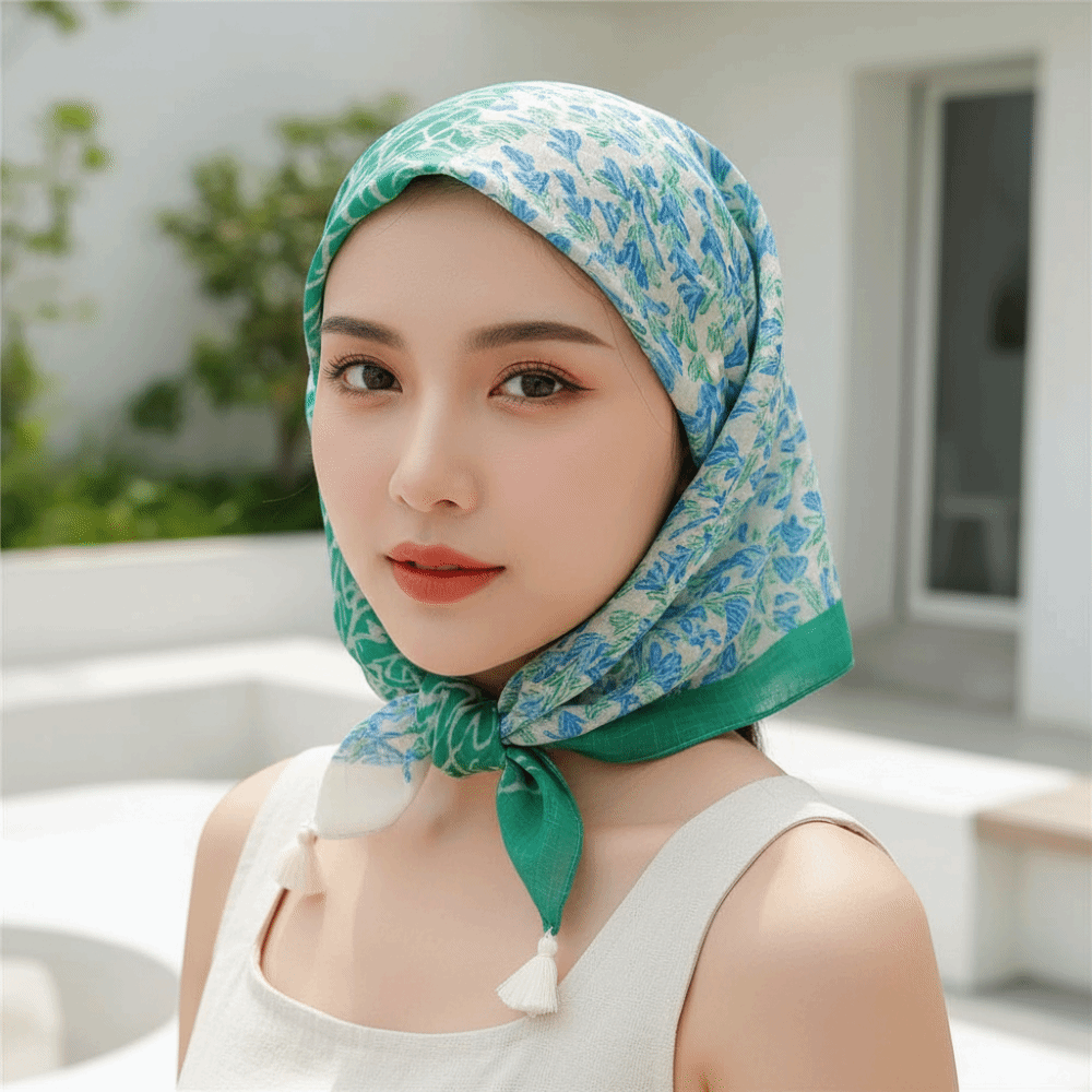 Neck Wrap Cotton-Linen Square  - Bandana Cotton avis et prix