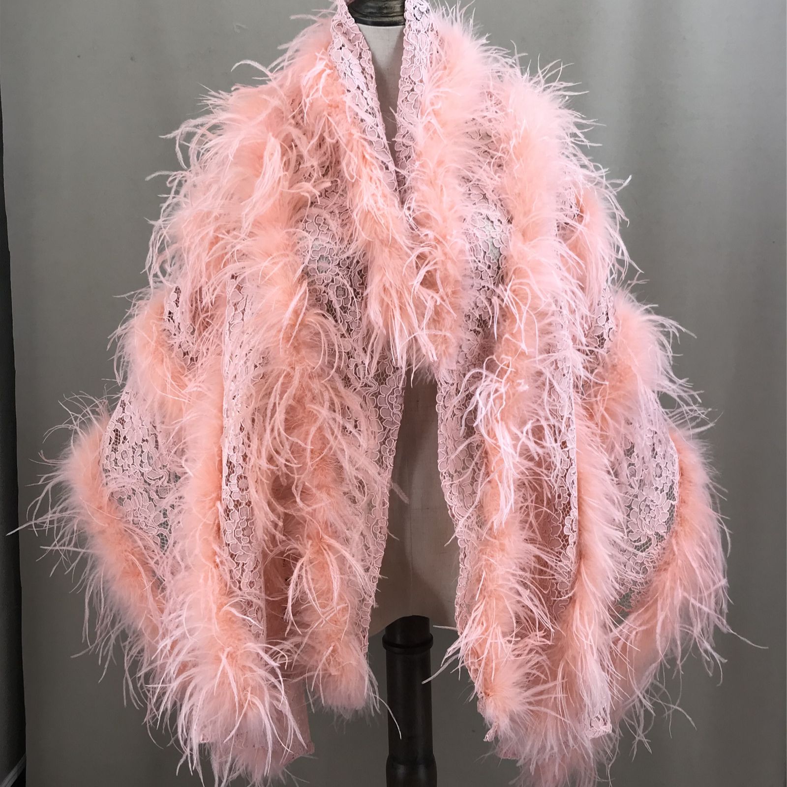 Real Ostrich Feather Lace Shaw - Stole Wedding Shawl avis et prix