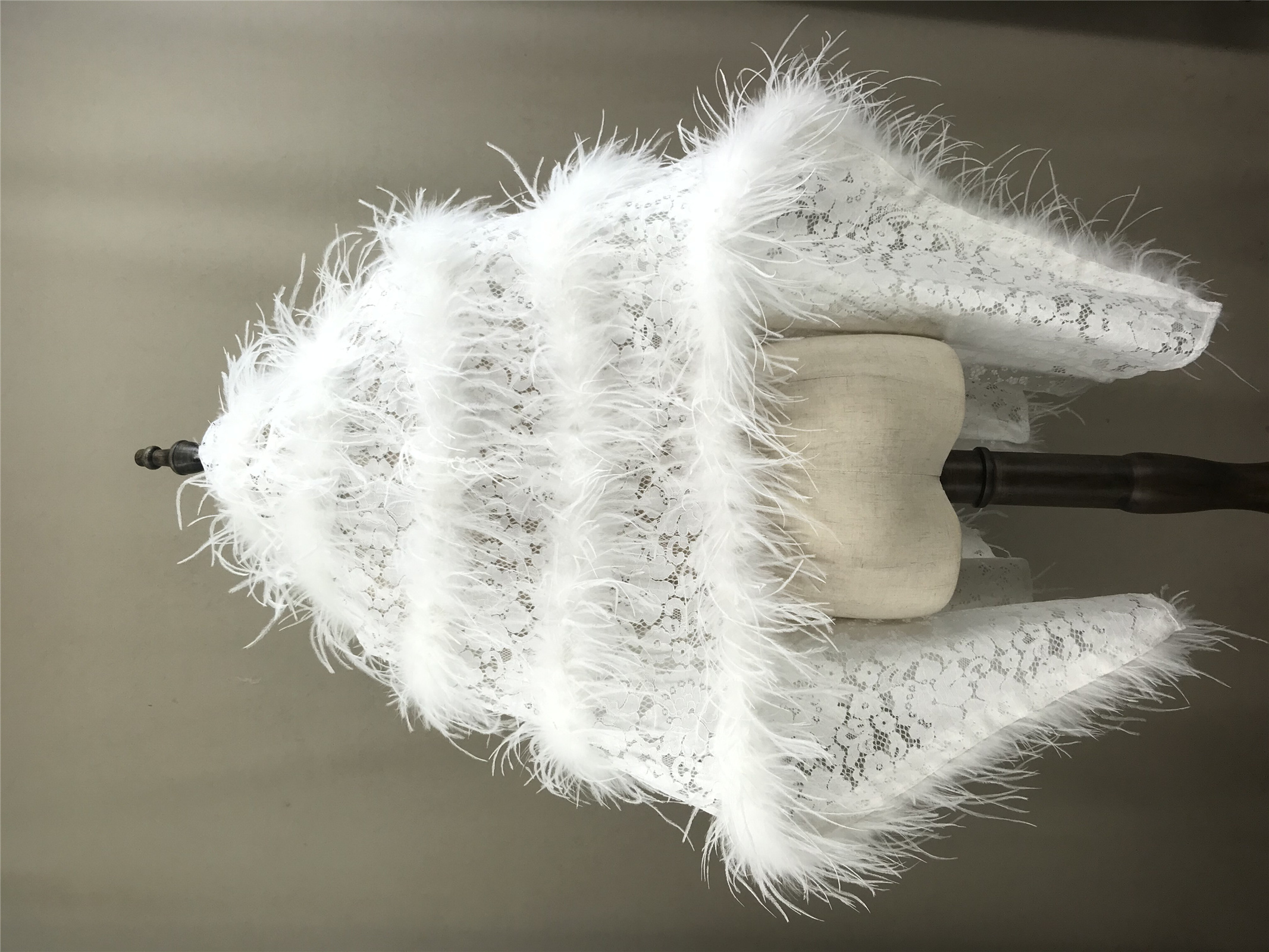 Real Ostrich Feather Lace Shaw - Stole Wedding Shawl avis et prix