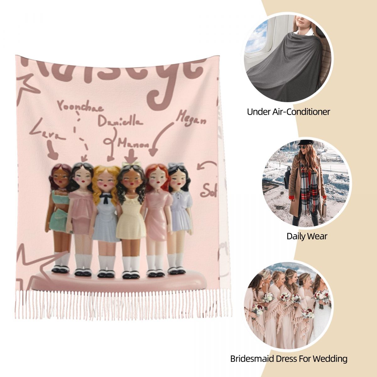 Katseye Kpop Idol Shawl Wrap W - Pashmina Wrap Large avis et prix