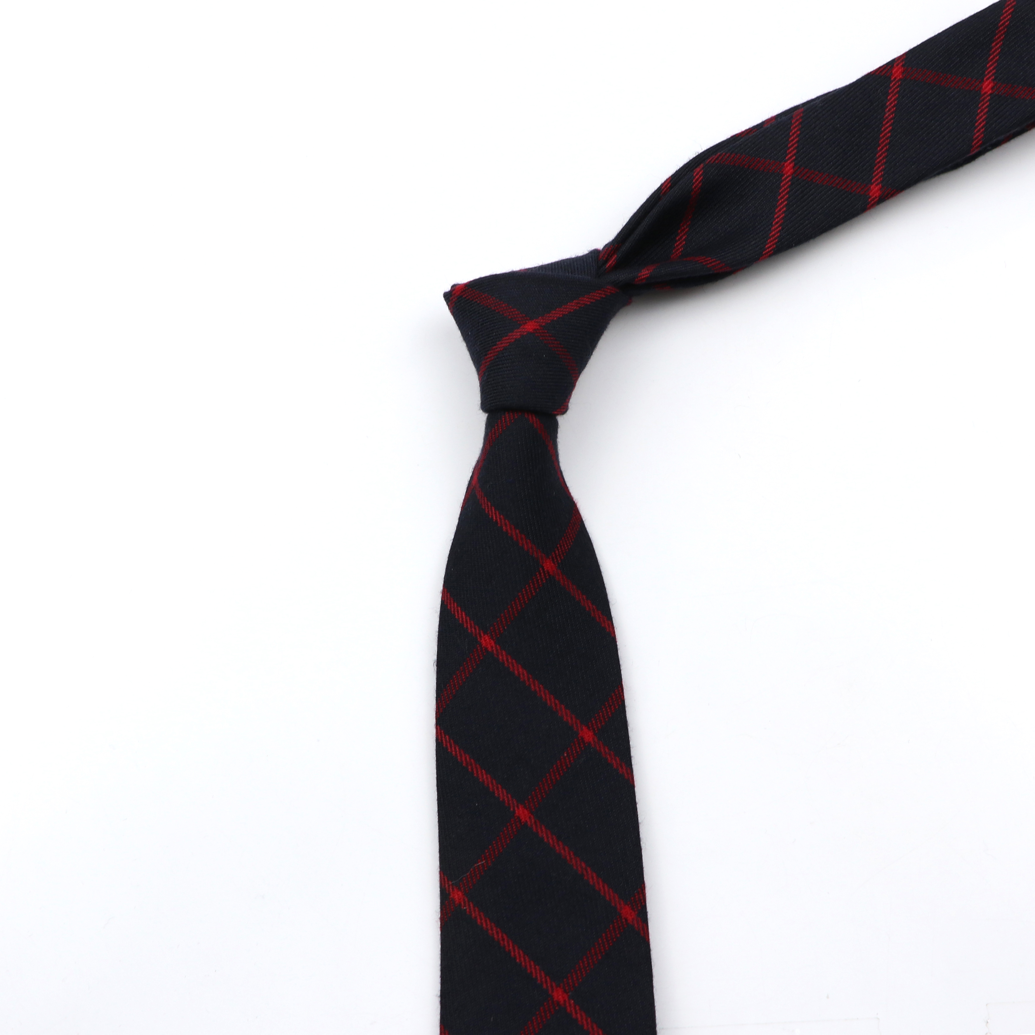 Classic Black Grey Plaid Cotto - Skinny Tie Men avis et prix