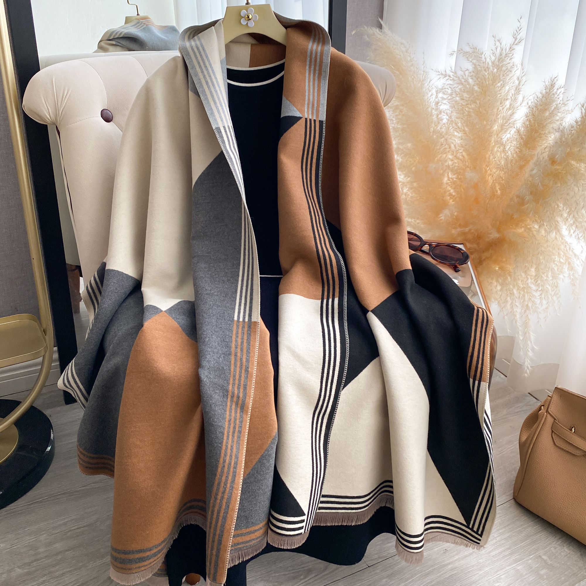 2025 Luxury Winter Cashmere Sc - Woven Scarf Blanket avis et prix