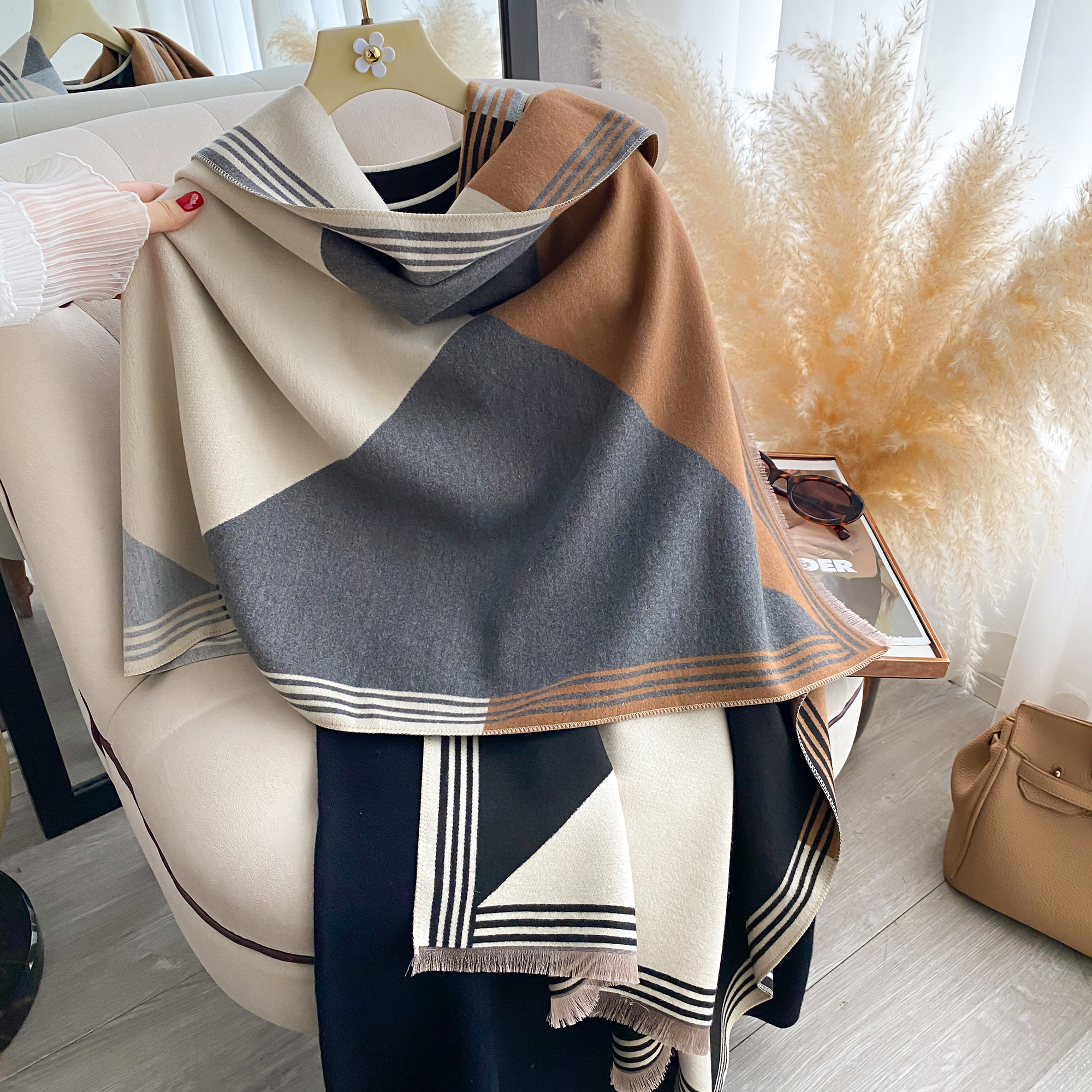 2025 Luxury Winter Cashmere Sc - Woven Scarf Blanket avis et prix