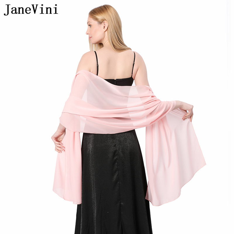 JaneVini Elegant Pink Chiffon  - Stole Wedding Shawl avis et prix