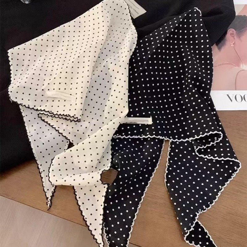 Black White Polka Dot Scarf fo - Ascot Neck Scarf avis et prix