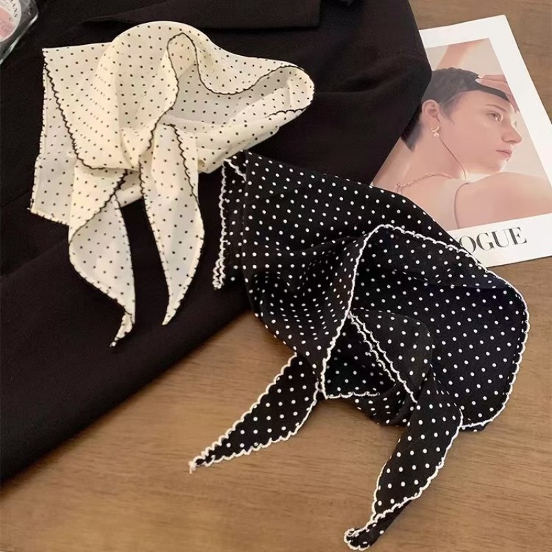 Black White Polka Dot Scarf fo - Ascot Neck Scarf avis et prix