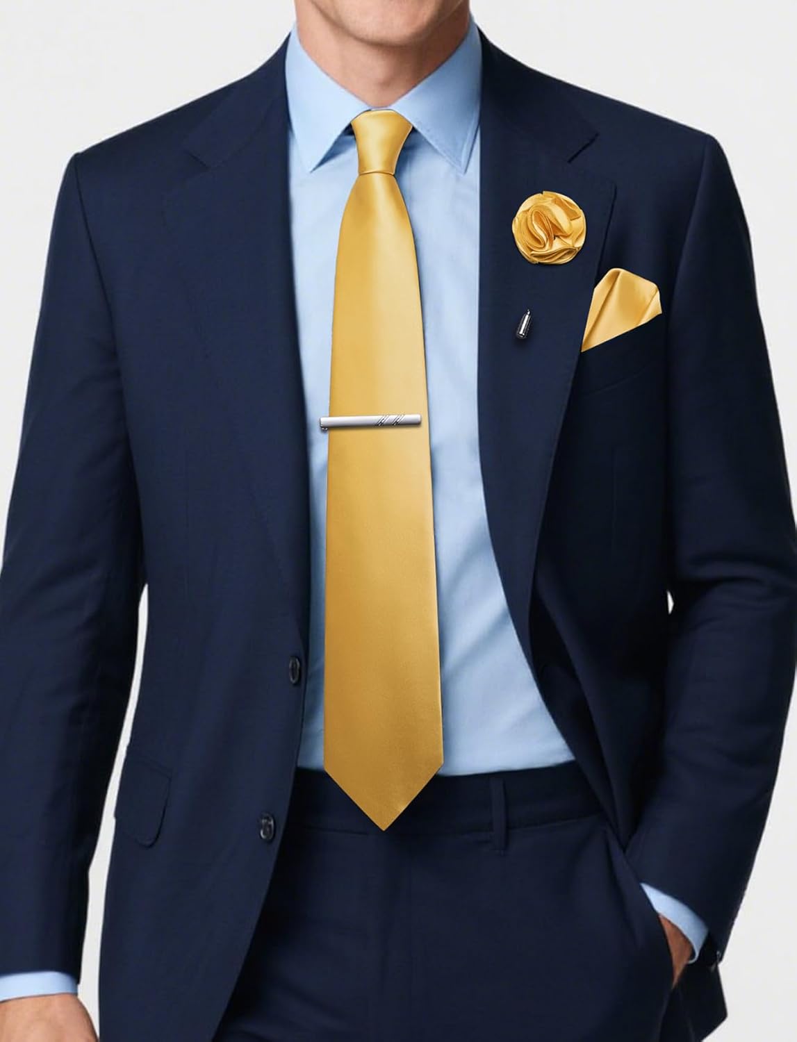 5Pcs Men's Silk Satin Tie Set  - Pocket Square Set avis et prix
